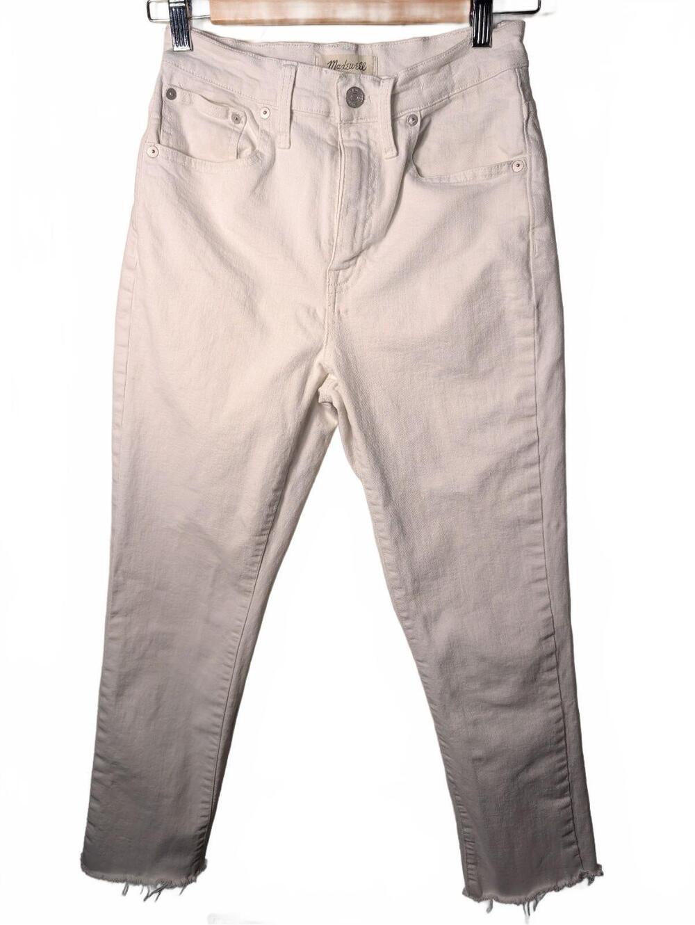 Madewell The High Rise Slim Crop Boy Jean Womens Size 24 White Raw Hem Preppy